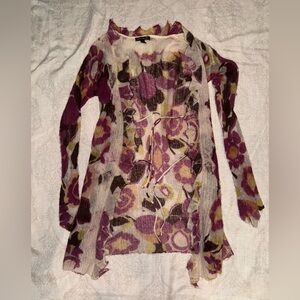 Peppe Peluso Floral Cardigan in Purple and Cream